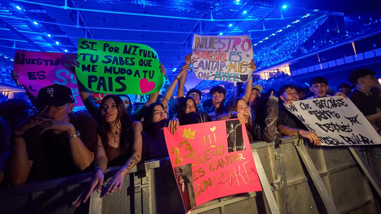 Concierto del cantante puertorriqueño Myke Towers en el Navarra Arena de Pamplona ante más de 13.000 espectadores, dentro de su gira Europe Tour 2025. NAVARRA.COM