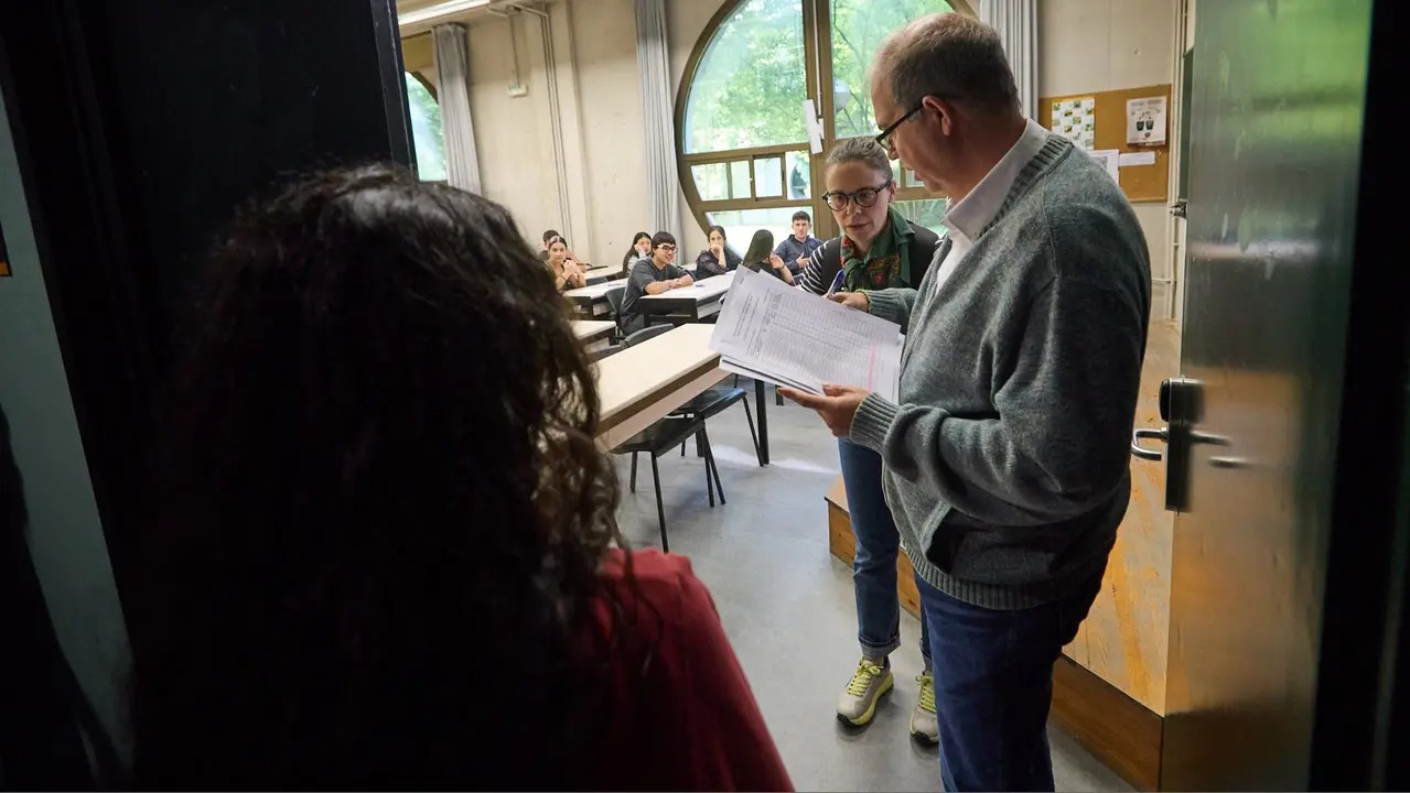 Inicio de las Pruebas de Acceso a la Universidad en las aulas de la Universidad Pública de Navarra. IÑIGO ALZUGARAY