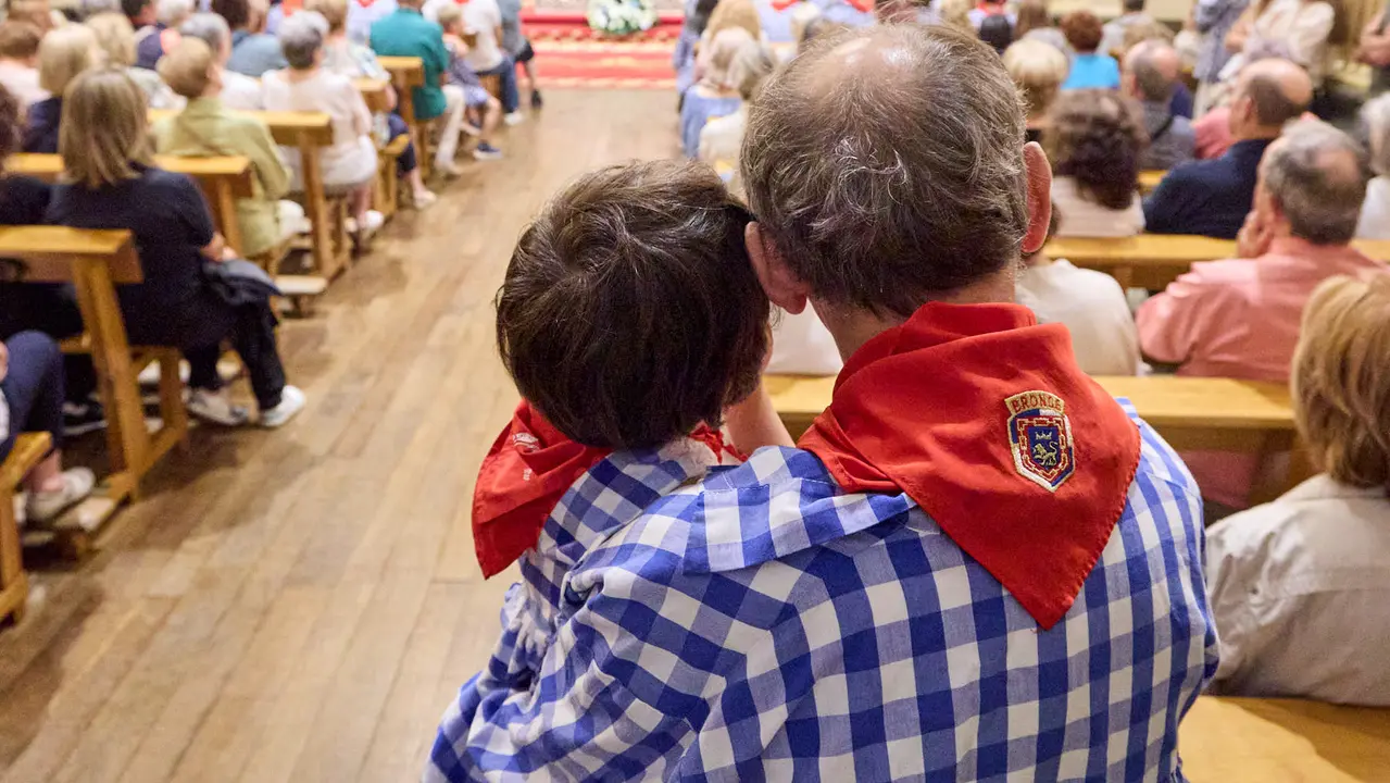 Sexta y última Misa de Escalera de San Fermín 2025 con motivo del 6 de junio. IÑIGO ALZUGARAY