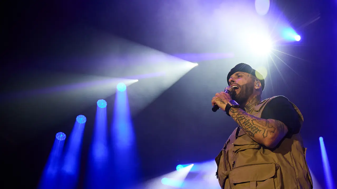 Concierto de Nicky Jam en el pabellón Navarra Arena de Pamplona, en el inicio de la gira europea Sunshine Tour del cantante colomboestadounidense de origen puertorriqueño. IÑIGO ALZUGARAY