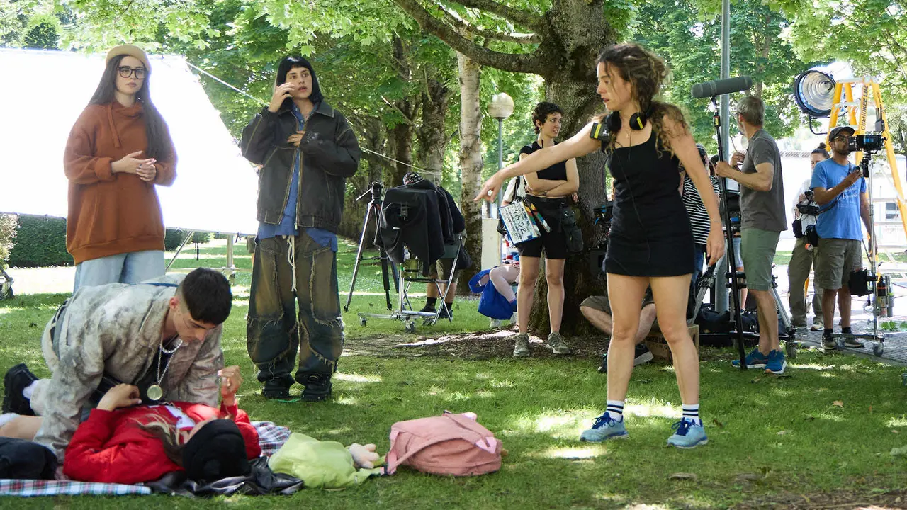 Rodaje en la UPNA de la serie 'Millennial Mal' creada por Lorena Iglesias y Andrea Jaurrieta para Filmin. IÑIGO ALZUGARAY