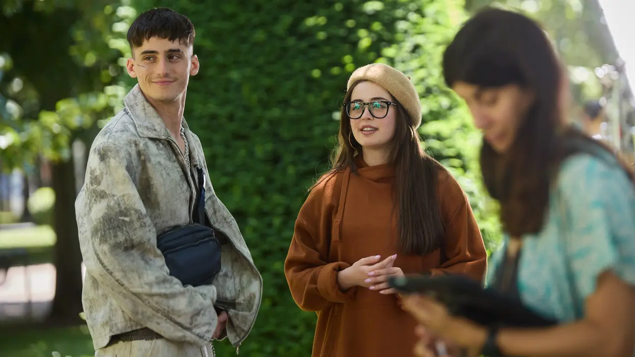 Rodaje en la UPNA de la serie 'Millennial Mal' creada por Lorena Iglesias y Andrea Jaurrieta para Filmin. IÑIGO ALZUGARAY