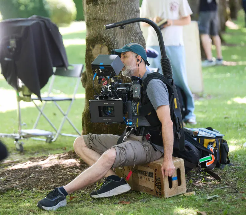 Rodaje en la UPNA de la serie 'Millennial Mal' creada por Lorena Iglesias y Andrea Jaurrieta para Filmin. IÑIGO ALZUGARAY