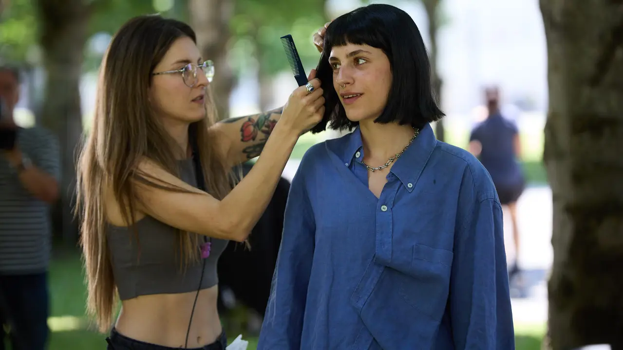 Rodaje en la UPNA de la serie 'Millennial Mal' creada por Lorena Iglesias y Andrea Jaurrieta para Filmin. IÑIGO ALZUGARAY