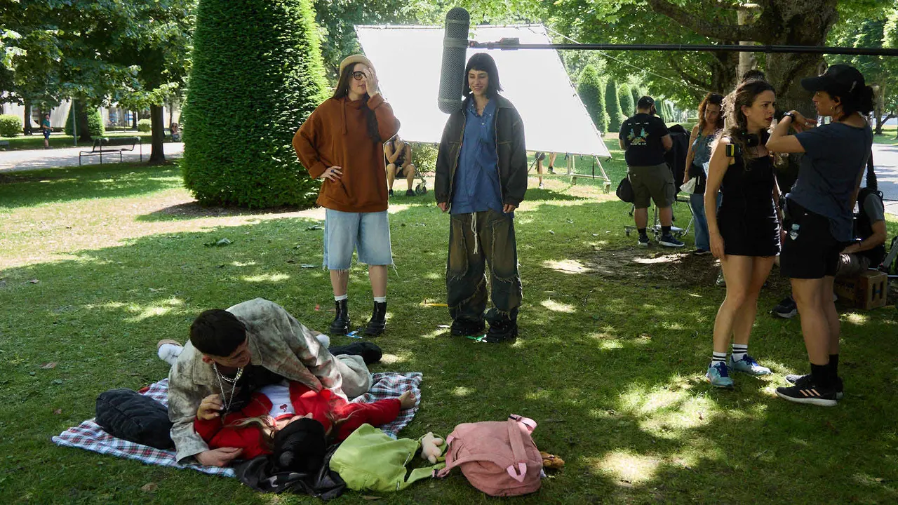 Rodaje en la UPNA de la serie 'Millennial Mal' creada por Lorena Iglesias y Andrea Jaurrieta para Filmin. IÑIGO ALZUGARAY