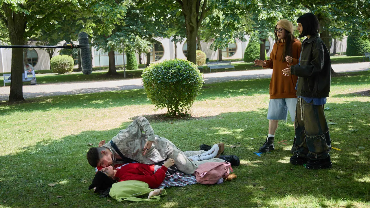 Rodaje en la UPNA de la serie 'Millennial Mal' creada por Lorena Iglesias y Andrea Jaurrieta para Filmin. IÑIGO ALZUGARAY