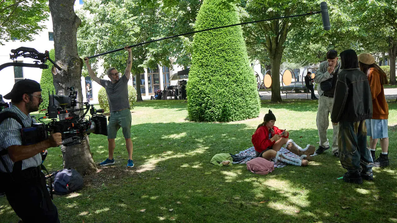 Rodaje en la UPNA de la serie 'Millennial Mal' creada por Lorena Iglesias y Andrea Jaurrieta para Filmin. IÑIGO ALZUGARAY