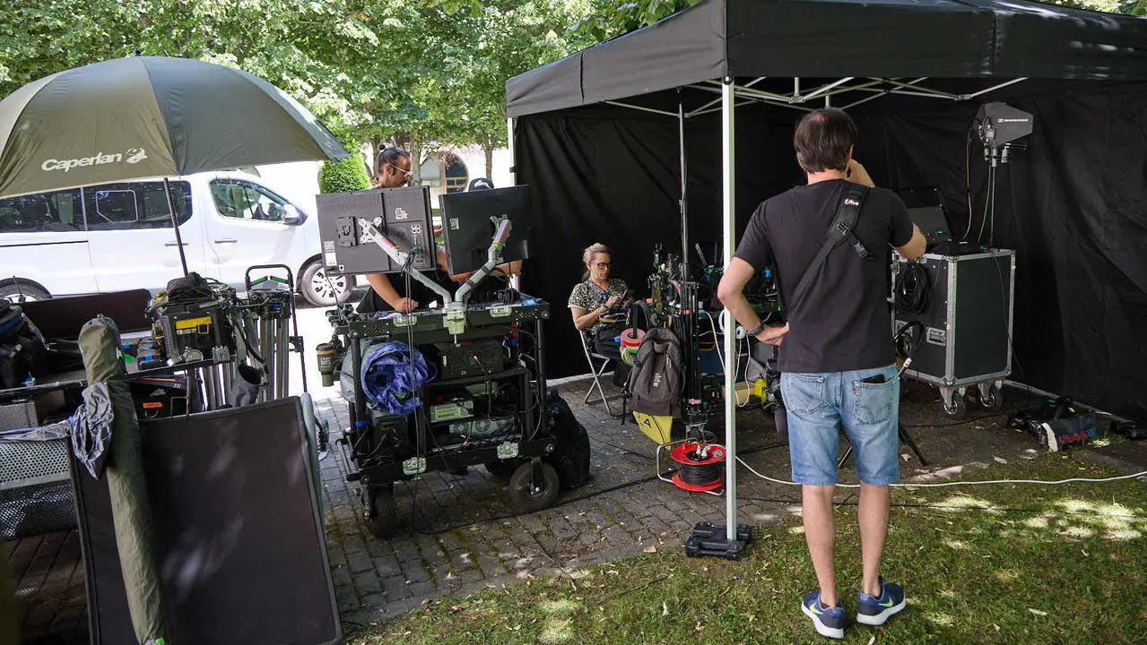 Rodaje en la UPNA de la serie 'Millennial Mal' creada por Lorena Iglesias y Andrea Jaurrieta para Filmin. IÑIGO ALZUGARAY