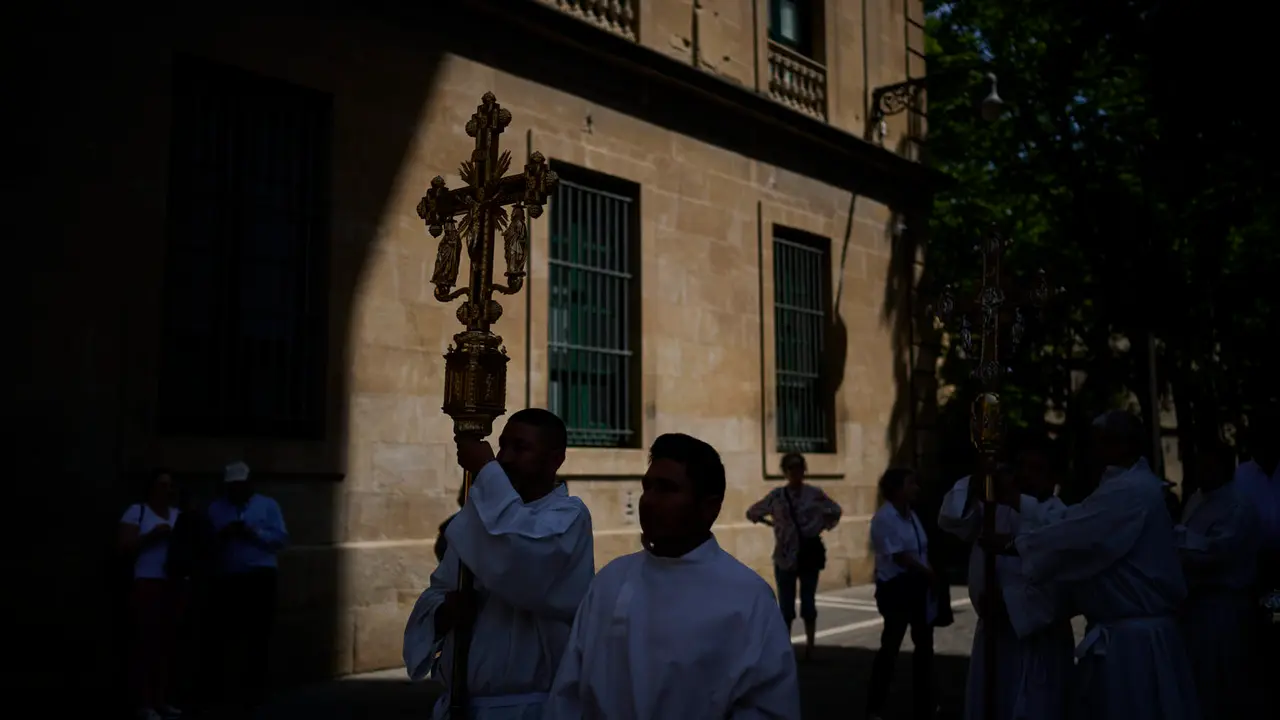 Procesión del Corpus Christi 2025 por las calles de Pamplona. PABLO LASAOSA
