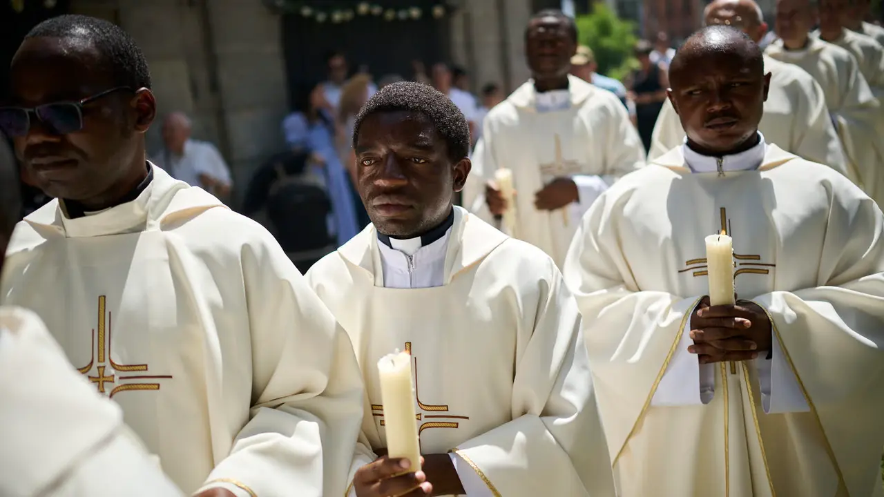 Procesión del Corpus Christi 2025 por las calles de Pamplona. PABLO LASAOSA