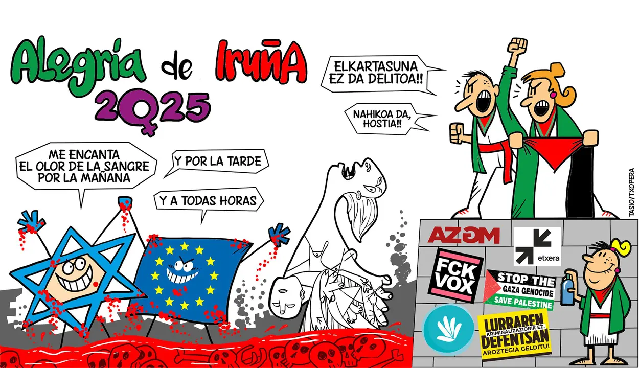 Pancarta de la peña Alegría de Iruña.