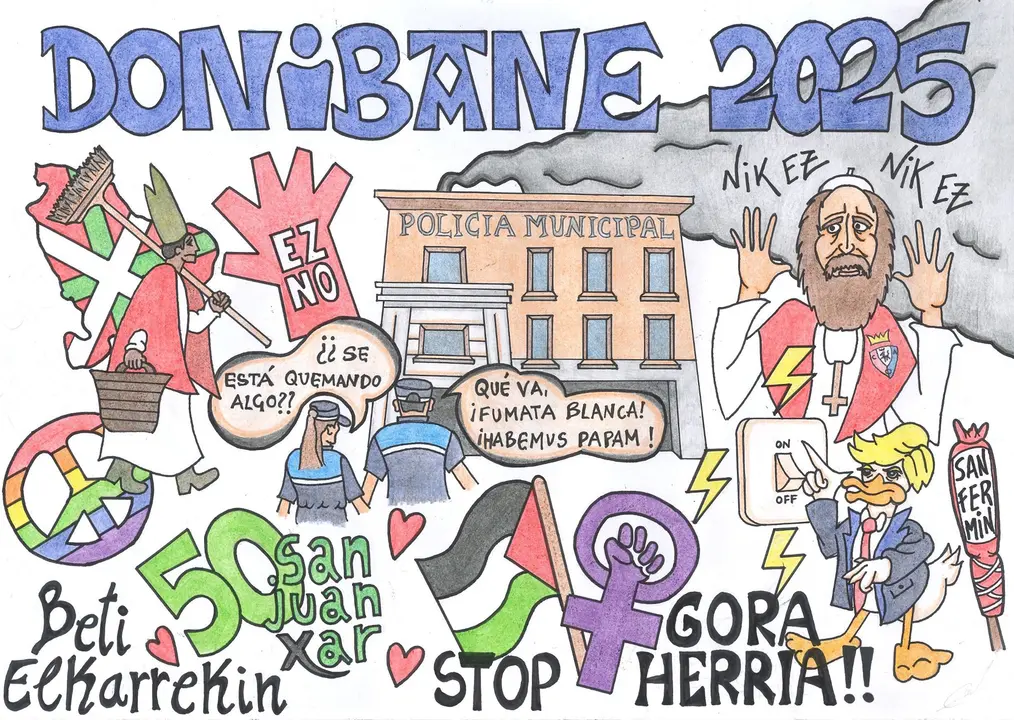 Pancarta de la peña Donibane.