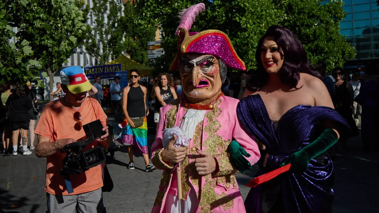 Manifestación convocada por la plataforma 28J con motivo del Día Internacional del Orgullo LGTBI+ en Pamplona. IÑIGO ALZUGARAY