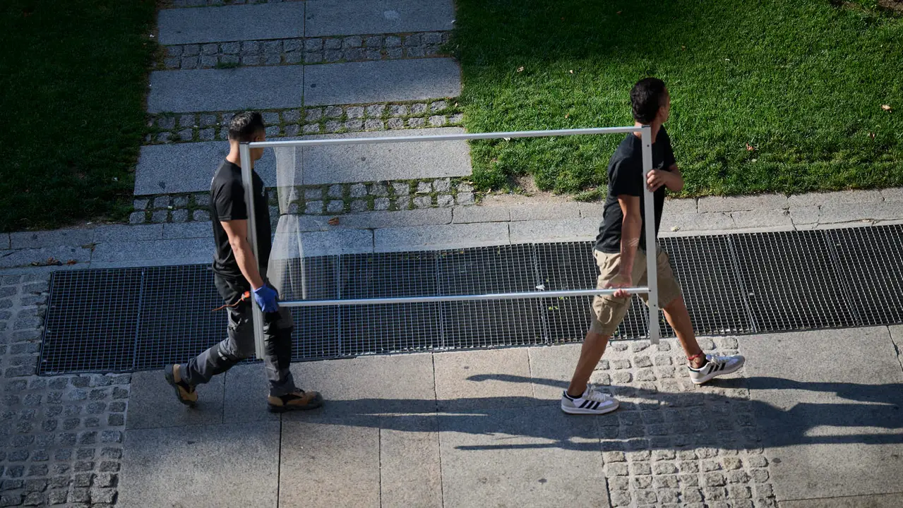 Transformación de Pamplona previo a San Fermín 2025. PABLO LASAOSA
