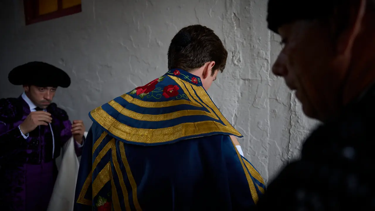 Novillada de Pincha durante las fiestas de San Fermín 2025 para los novilleros Aarón Palacio, El Mene y Bruno Martínez. PABLO LASAOSA