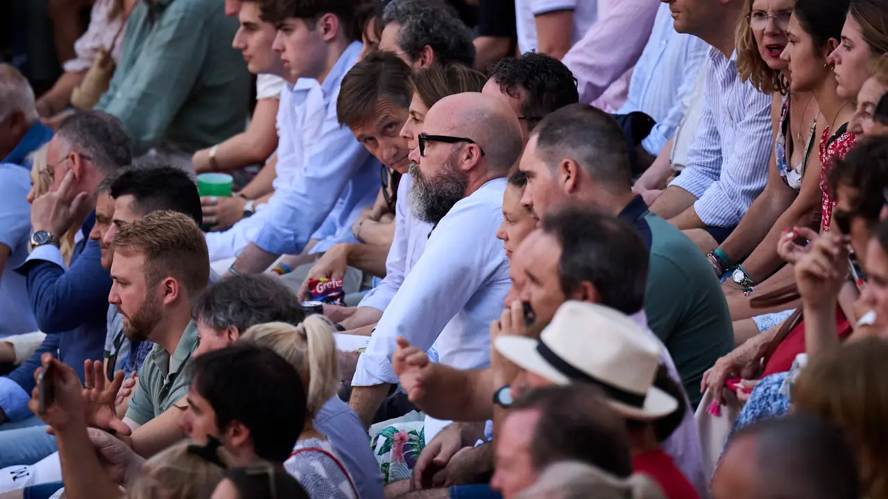 Novillada de Pincha durante las fiestas de San Fermín 2025 para los novilleros Aarón Palacio, El Mene y Bruno Martínez. PABLO LASAOSA