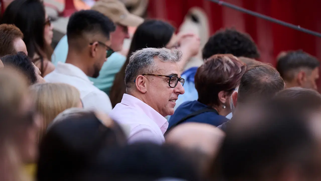 Novillada de Pincha durante las fiestas de San Fermín 2025 para los novilleros Aarón Palacio, El Mene y Bruno Martínez. PABLO LASAOSA