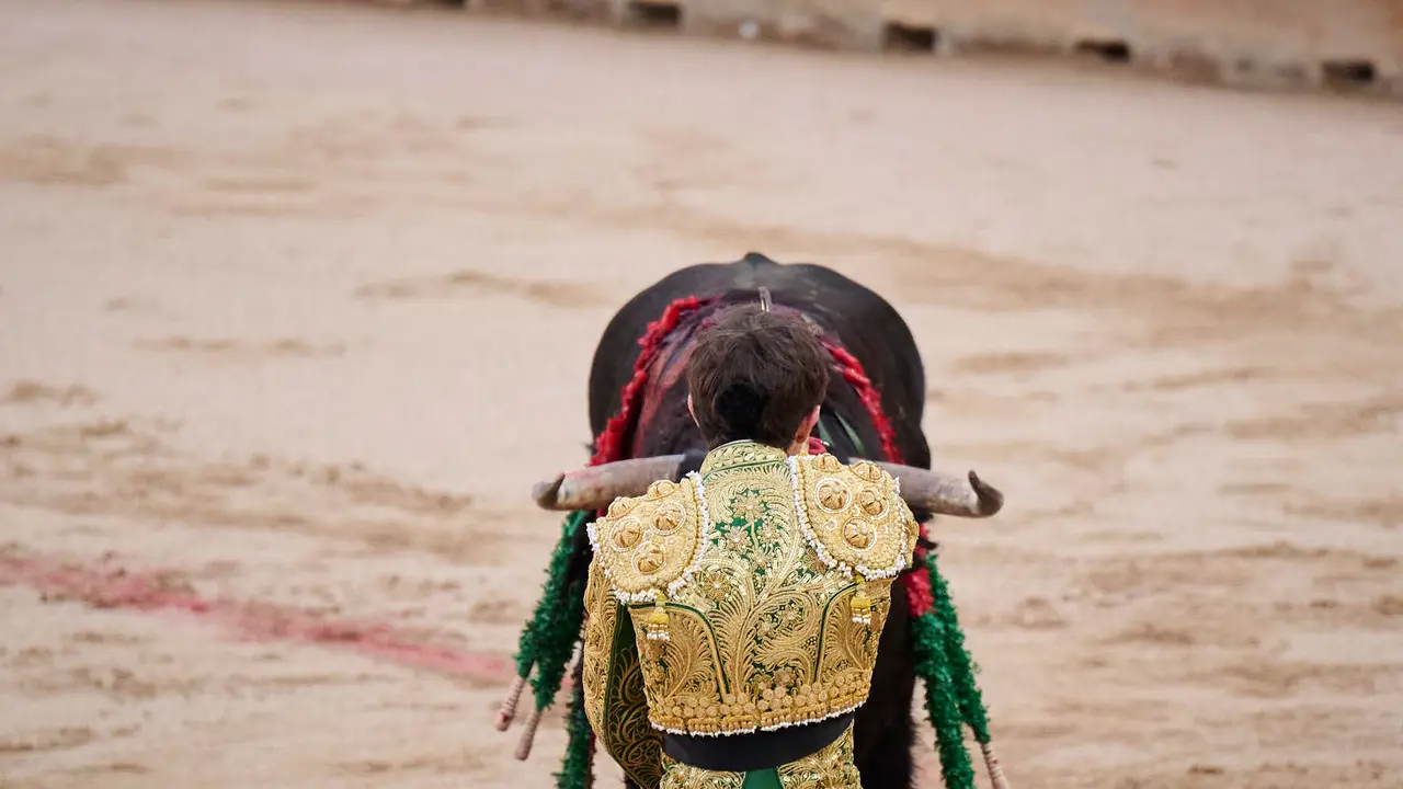 Novillada de Pincha durante las fiestas de San Fermín 2025 para los novilleros Aarón Palacio, El Mene y Bruno Martínez. PABLO LASAOSA