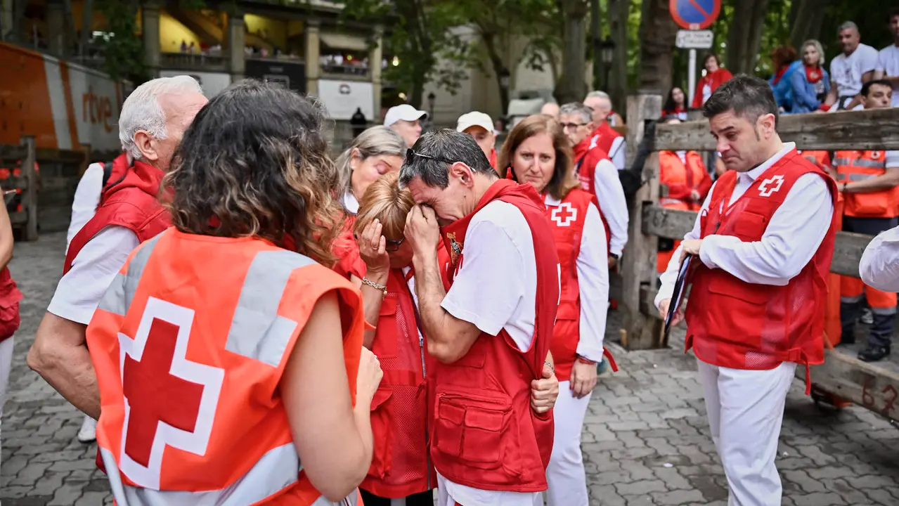 Ambiente previo al primer encierro de San Fermín 2025. PABLO LASAOSA