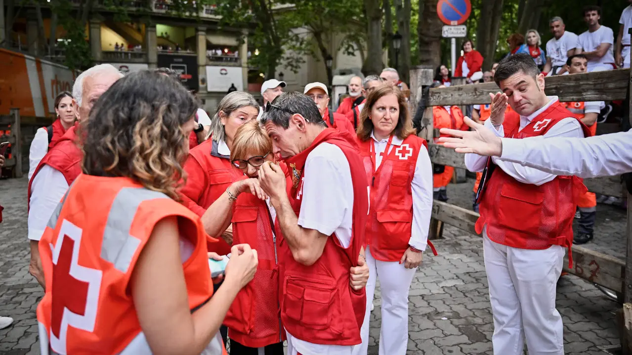 Ambiente previo al primer encierro de San Fermín 2025. PABLO LASAOSA
