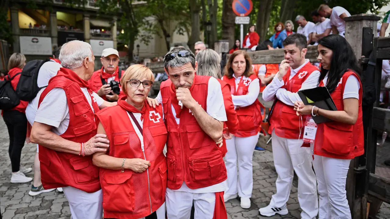 Ambiente previo al primer encierro de San Fermín 2025. PABLO LASAOSA