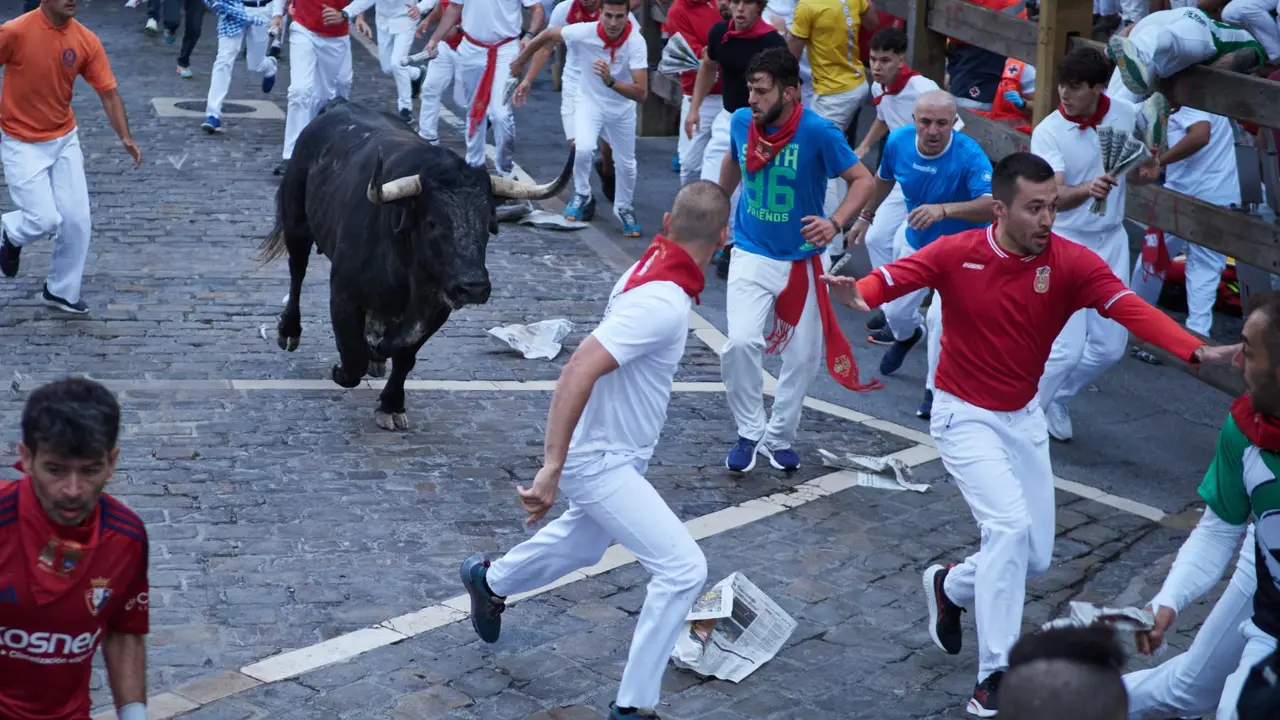 Segundo encierro de San Fermín 2025 el día 8 de julio con toros de Cebada Gago en Telefónica. EUROPA PRESS - EDUARDO SANZ (2)