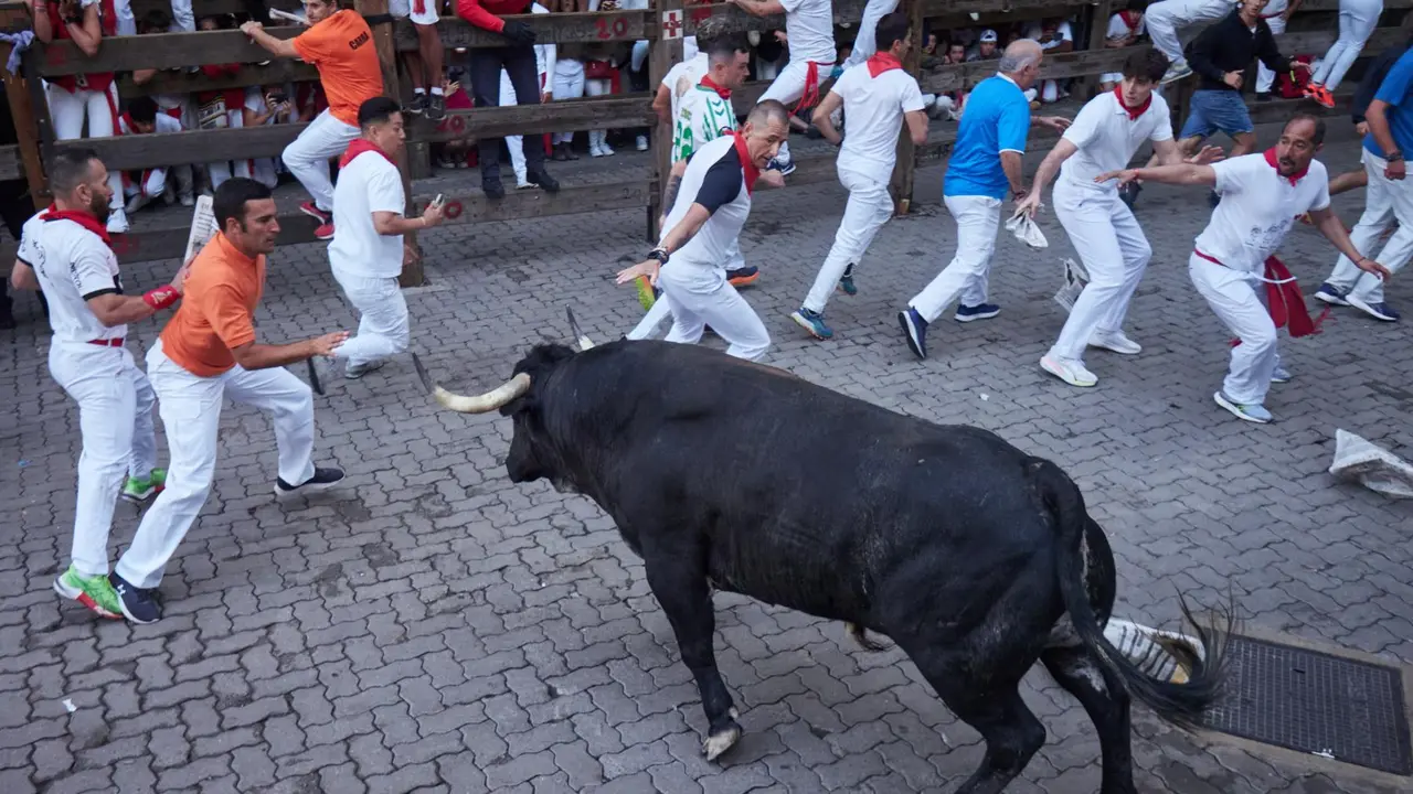Segundo encierro de San Fermín 2025 el día 8 de julio con toros de Cebada Gago en Telefónica. EUROPA PRESS - EDUARDO SANZ (4)