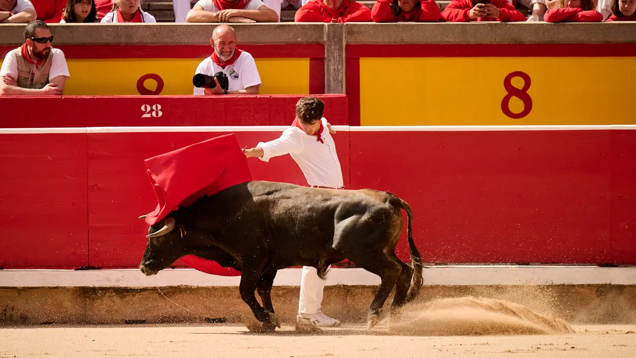 Toros en familia en la Plaza de Toros de Pamplona con Pablo Hernández, Aarón Navas, Francisco Jiménez y el torero Román como comentarista. PABLO LASAOSA
