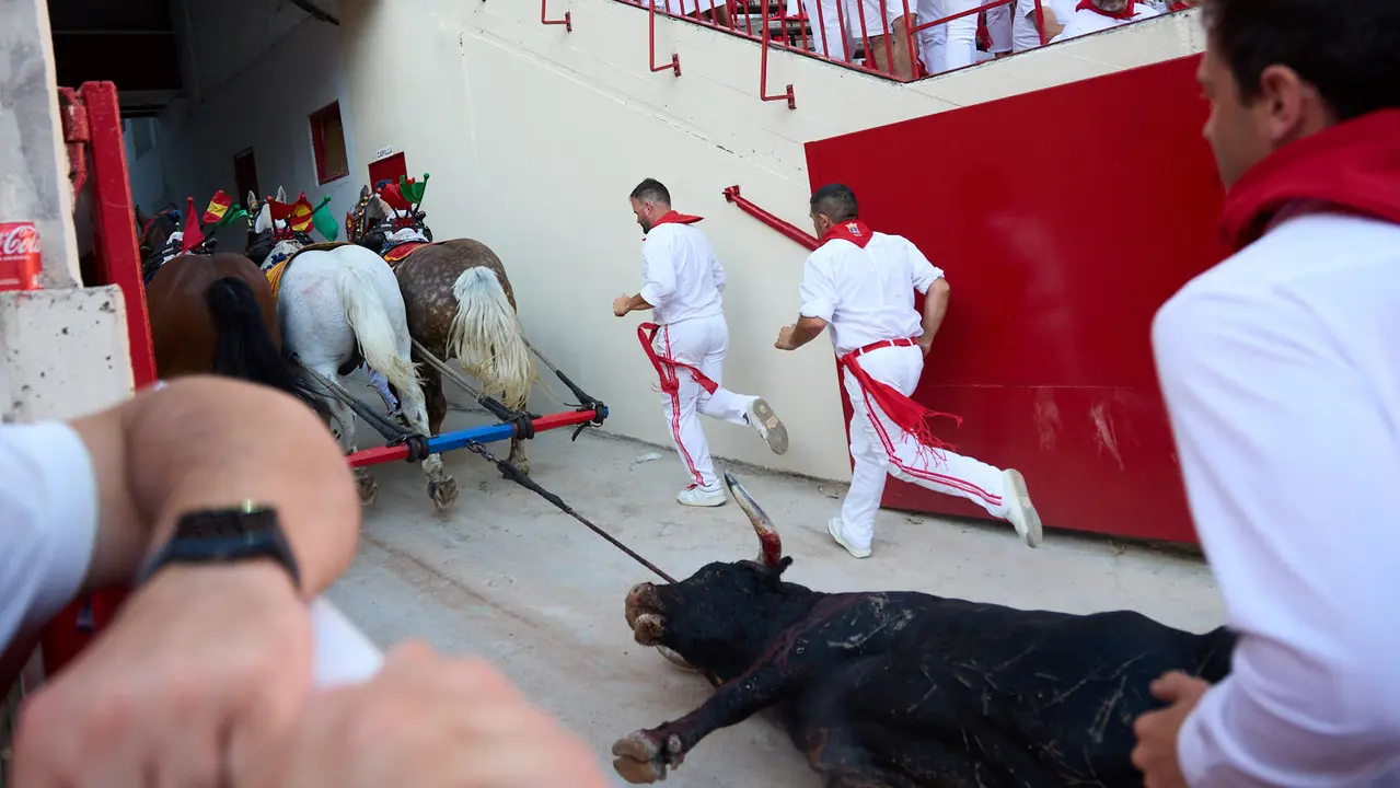 Segunda corrida de la Feria del Toro de San Fermín 2025 con toros de Cebada Gago para Antonio Ferrera, Pepe Moral y Román. IÑIGO ALZUGARAY