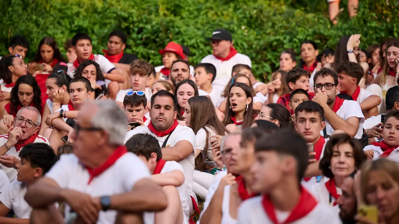 Encierrillo con los toros de Victoriano del Río durante San Fermín 2025. PABLO LASAOSA