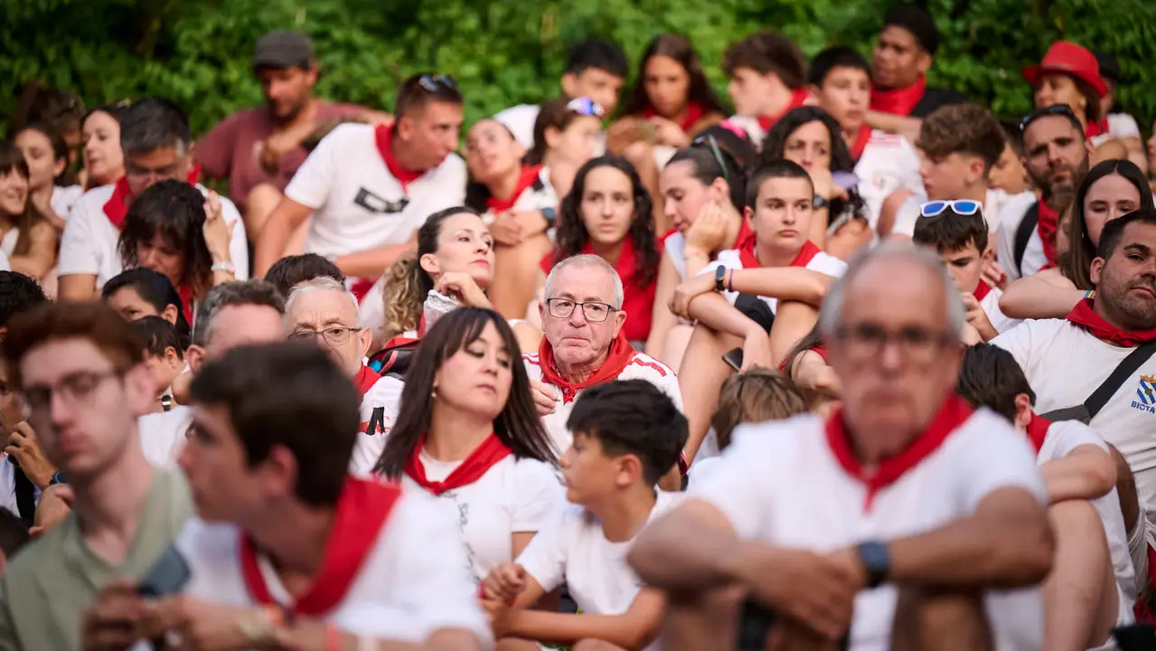 Encierrillo con los toros de Victoriano del Río durante San Fermín 2025. PABLO LASAOSA