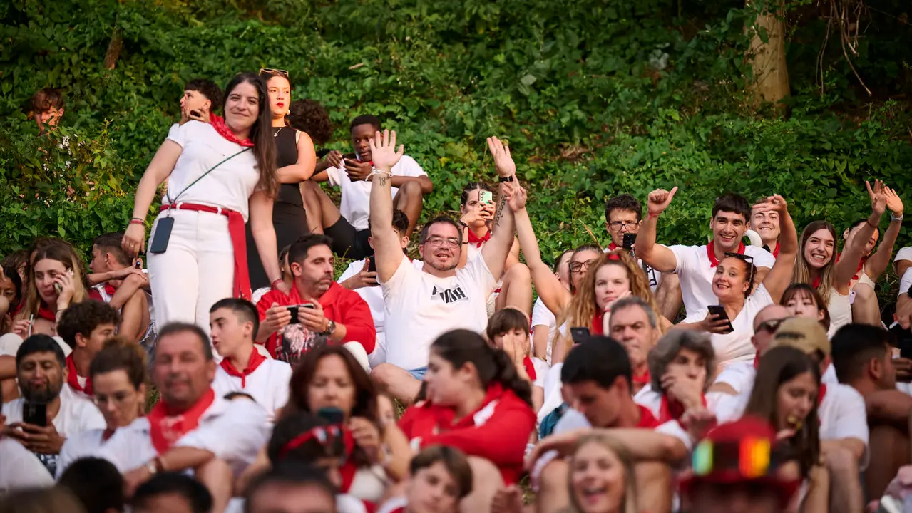 Encierrillo con los toros de Victoriano del Río durante San Fermín 2025. PABLO LASAOSA