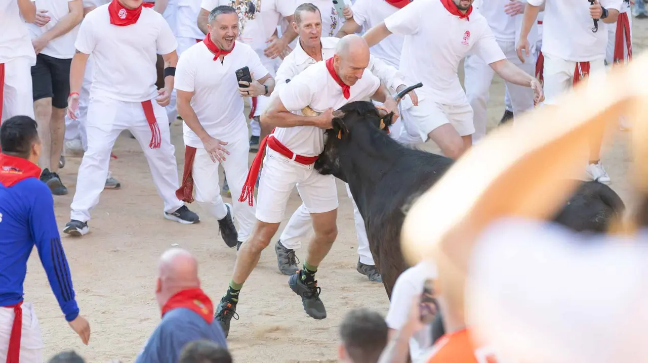 Suelta de vaquillas tras el cuarto encierro de San Fermín. Maite H. Mateo.-01