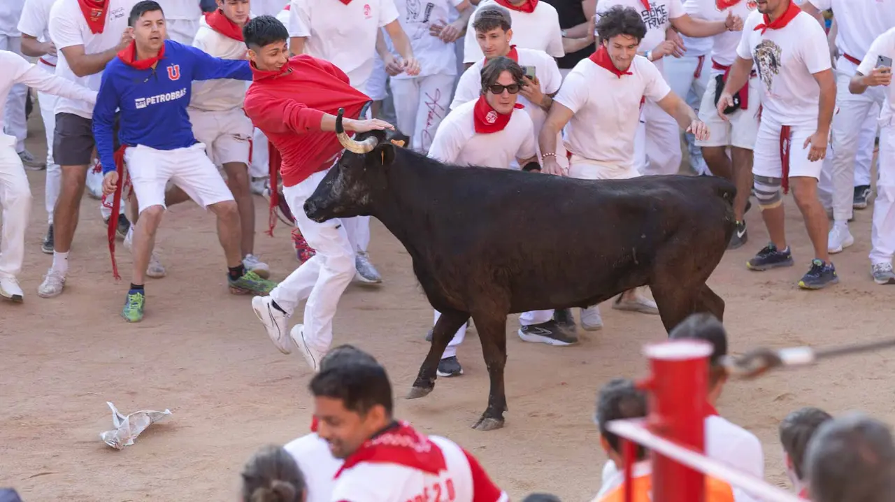 Suelta de vaquillas tras el cuarto encierro de San Fermín. Maite H. Mateo.-03