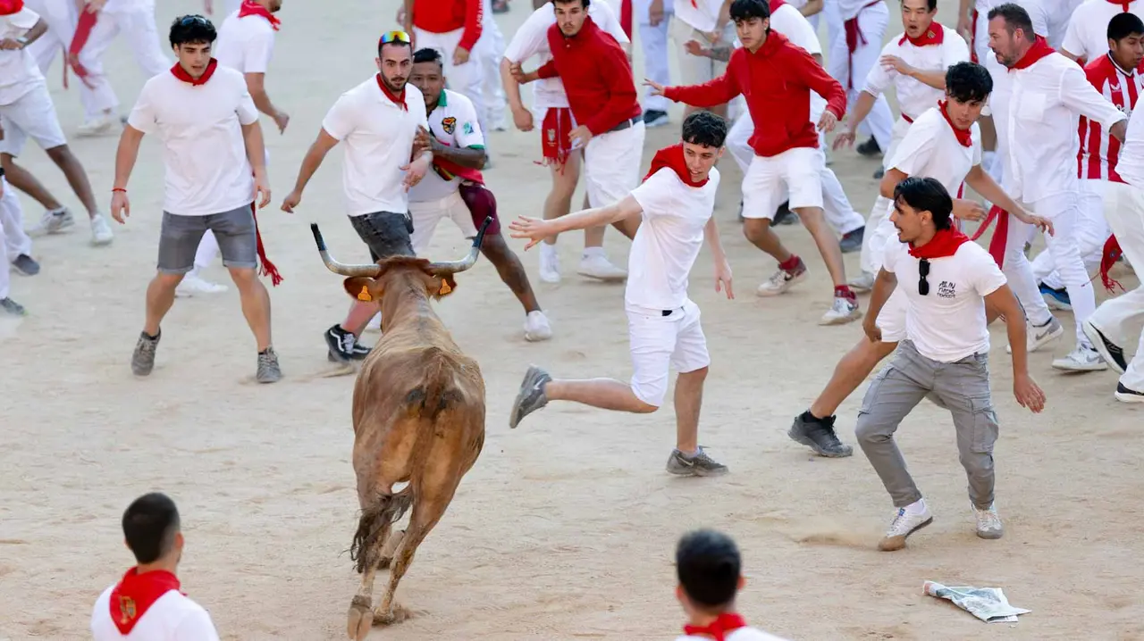 Suelta de vaquillas tras el cuarto encierro de San Fermín. Maite H. Mateo.-13