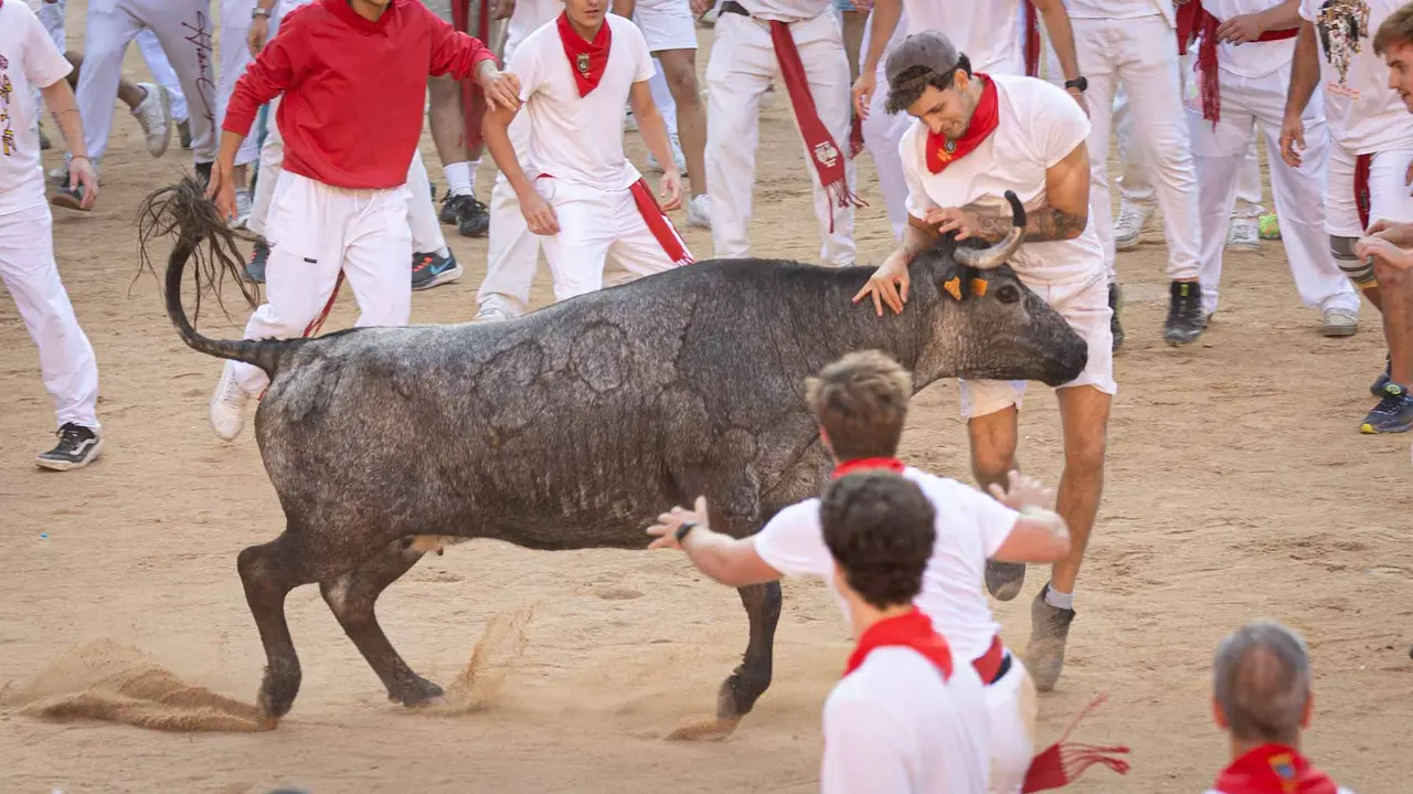 Suelta de vaquillas tras el cuarto encierro de San Fermín. Maite H. Mateo.-21