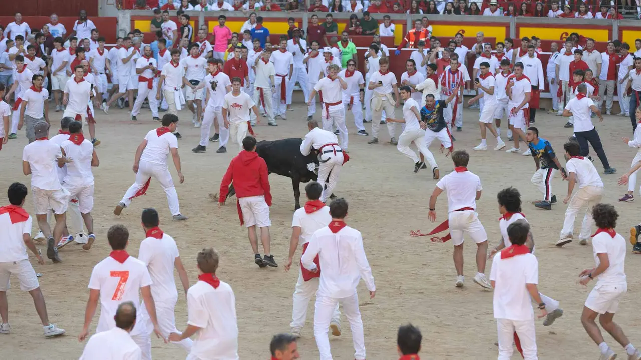 Suelta de vaquillas tras el cuarto encierro de San Fermín. Maite H. Mateo.-32