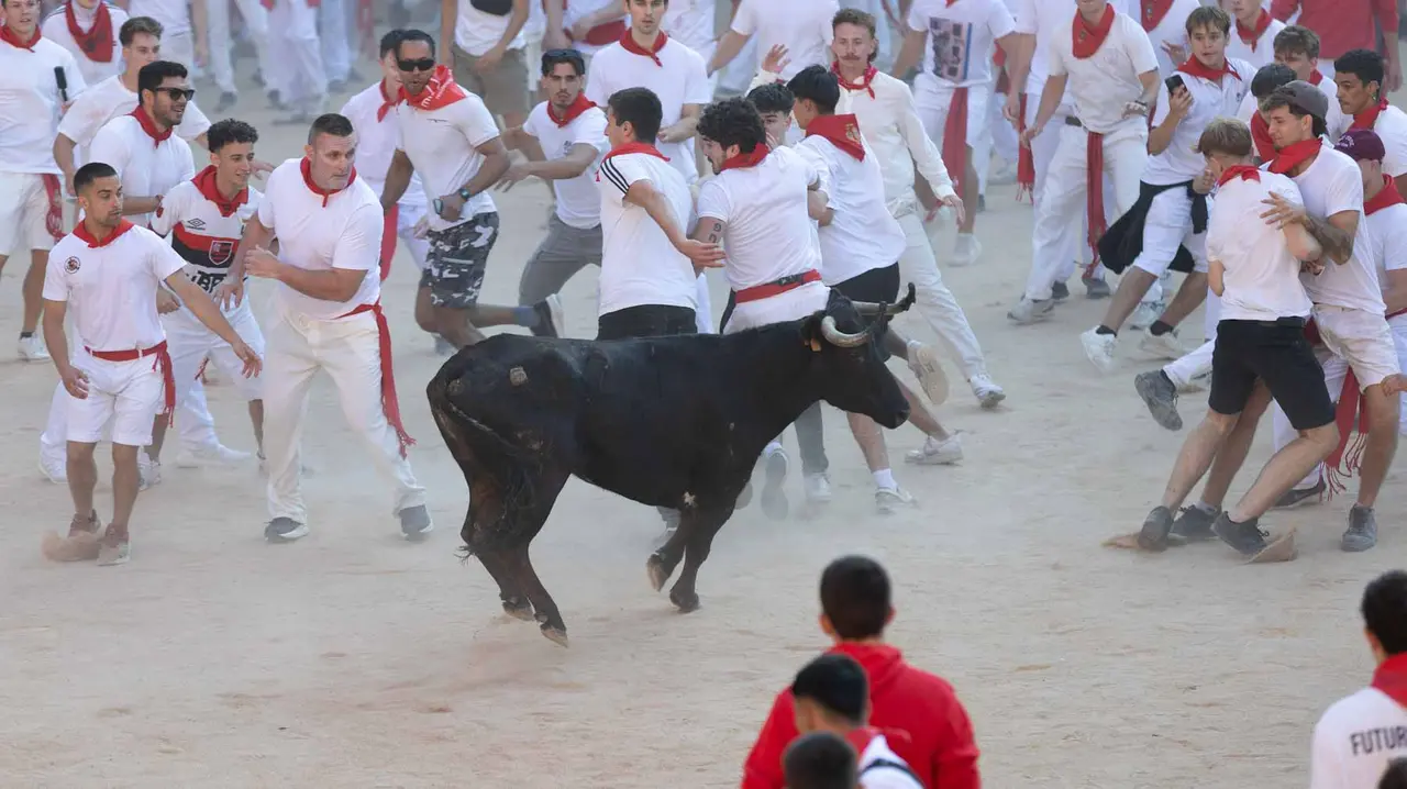 Suelta de vaquillas tras el cuarto encierro de San Fermín. Maite H. Mateo.-37
