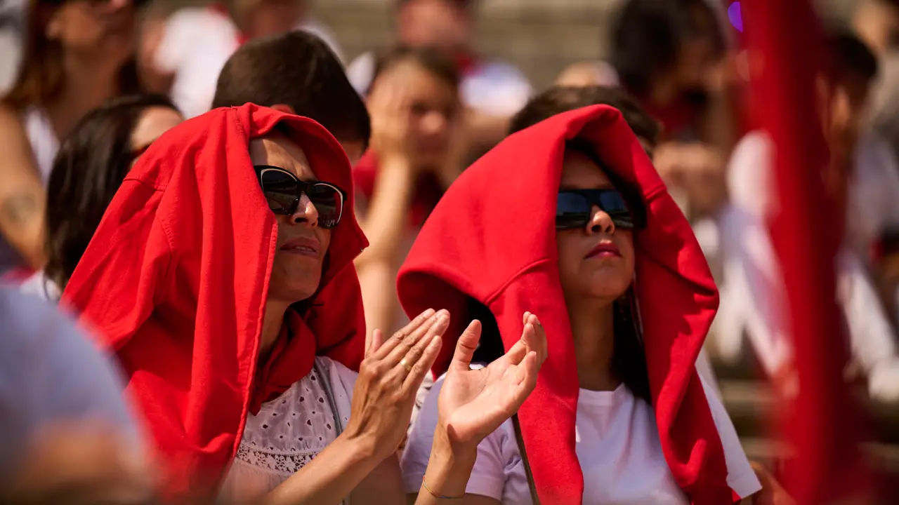 Mañana de Toros en Familia con la exhibición de rejoneo a cargo de Pablo Donat y exhibición de los recortadores Iker Monreal y Sergio Valle durante San Fermín 2025. PABLO LASAOSA