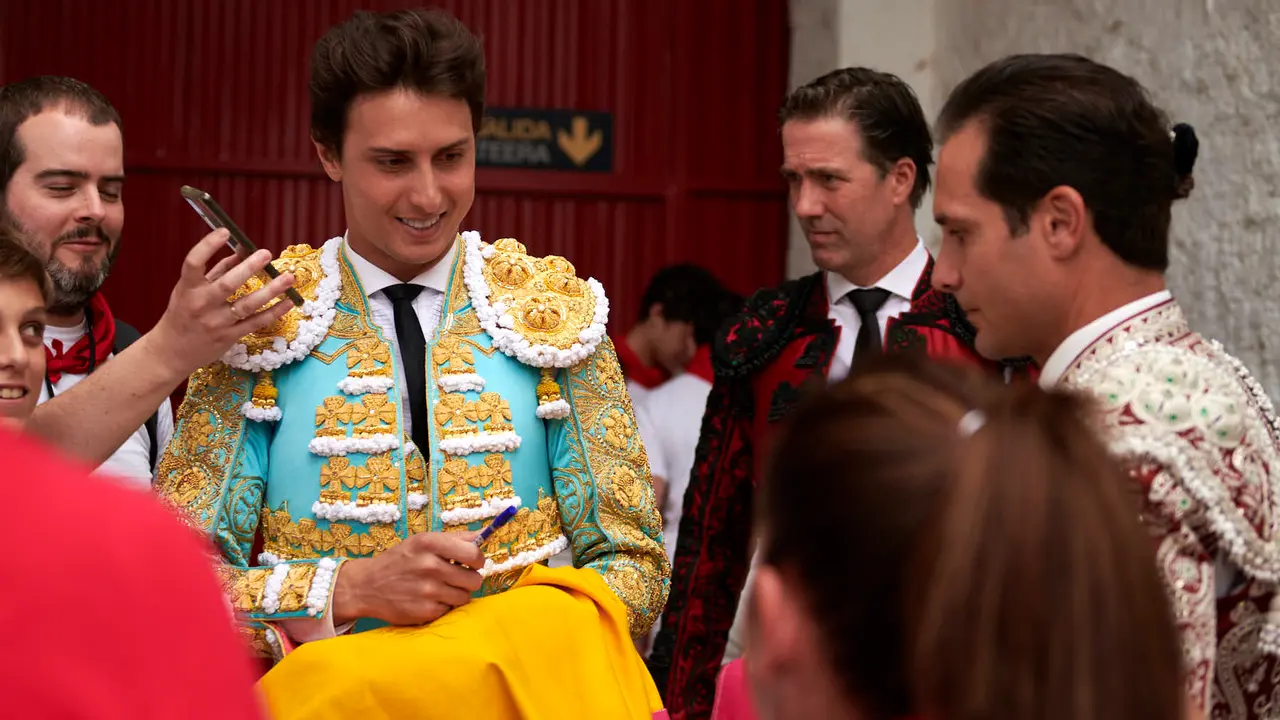 Quinta corrida de toros de la Feria de San Fermín con toros de Jandilla para Juan Ortega, Andrés Roca Rey y Pablo Aguado. IRANZU LARRASOAÑA