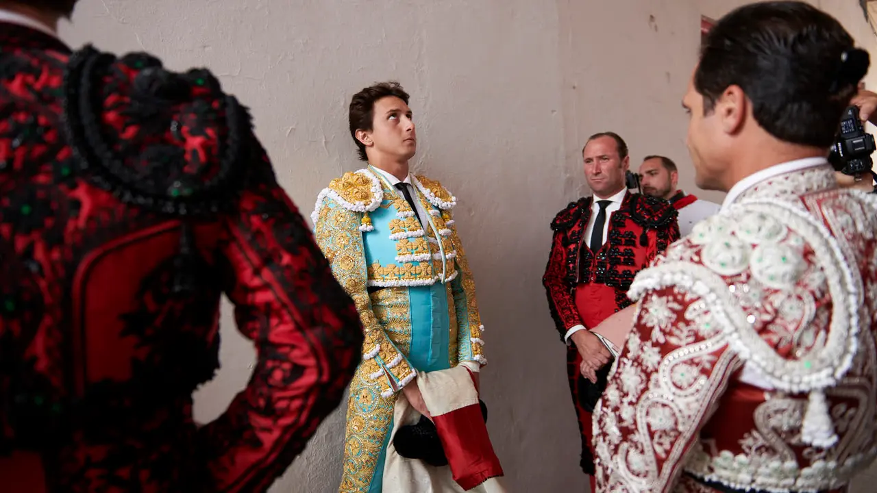Quinta corrida de toros de la Feria de San Fermín con toros de Jandilla para Juan Ortega, Andrés Roca Rey y Pablo Aguado. IRANZU LARRASOAÑA