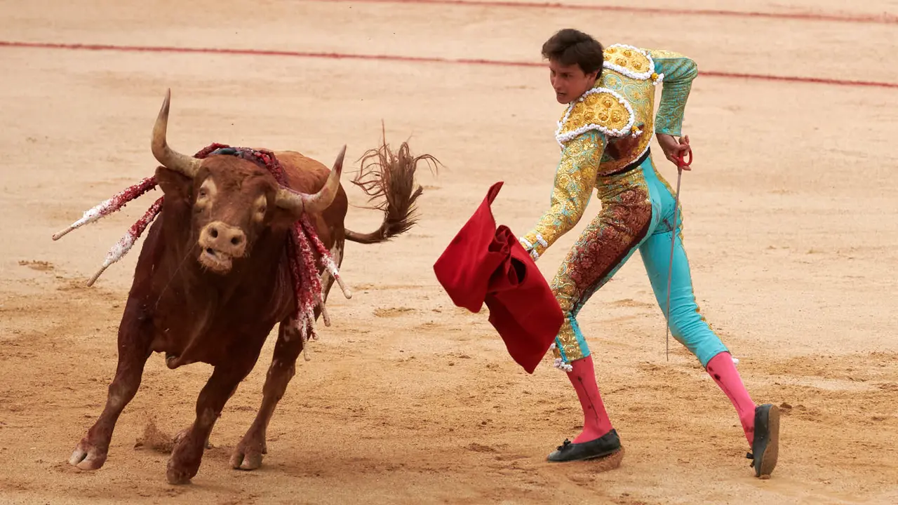 Quinta corrida de toros de la Feria de San Fermín con toros de Jandilla para Juan Ortega, Andrés Roca Rey y Pablo Aguado. IRANZU LARRASOAÑA