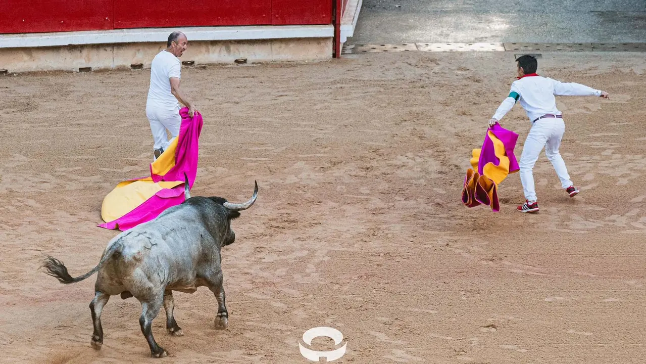 Sexto encierro de San Fermín con toros de José Escolar en la plaza de toros. CASA DE MISERICORDIA