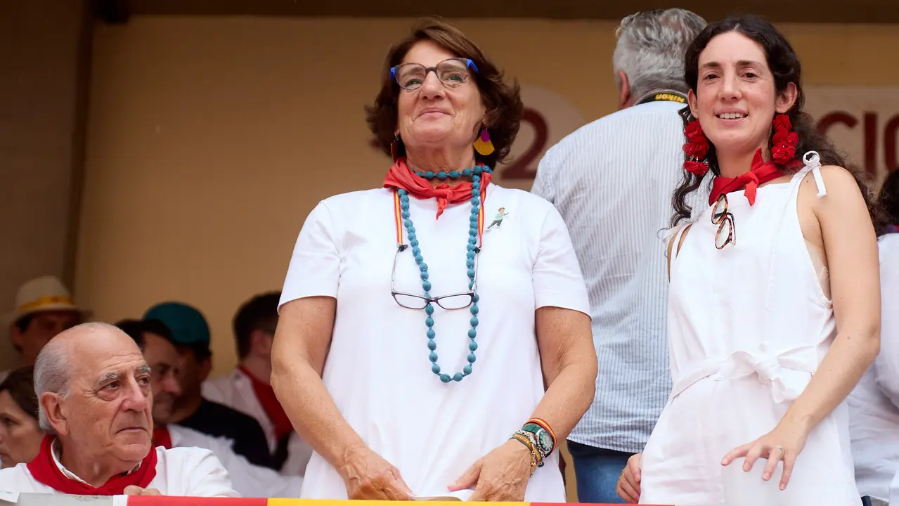 Los tendidos de la plaza de Toros de Pamplona durante la séptima corrida de la Feria del Toro de San Fermín 2025 con toros de La Palmosilla para Jiménez Fortes, Fernando Adrián y Ginés Marín. IÑIGO ALZUGARAY