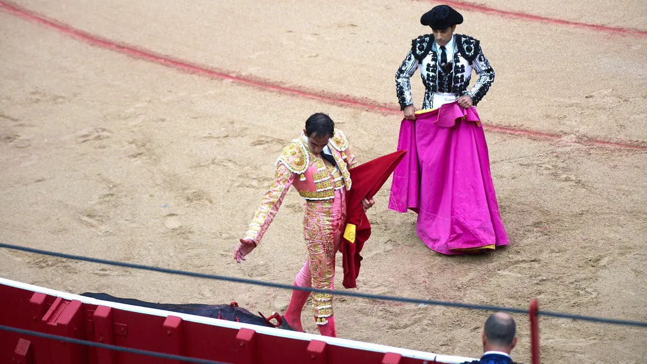 Séptima corrida de la Feria del Toro de San Fermín 2025 con toros de La Palmosilla para Jiménez Fortes, Fernando Adrián y Ginés Marín. IÑIGO ALZUGARAY