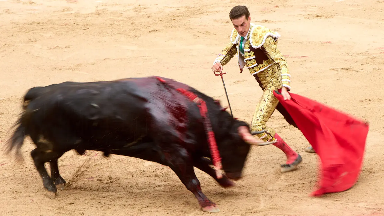 Séptima corrida de la Feria del Toro de San Fermín 2025 con toros de La Palmosilla para Jiménez Fortes, Fernando Adrián y Ginés Marín. IÑIGO ALZUGARAY