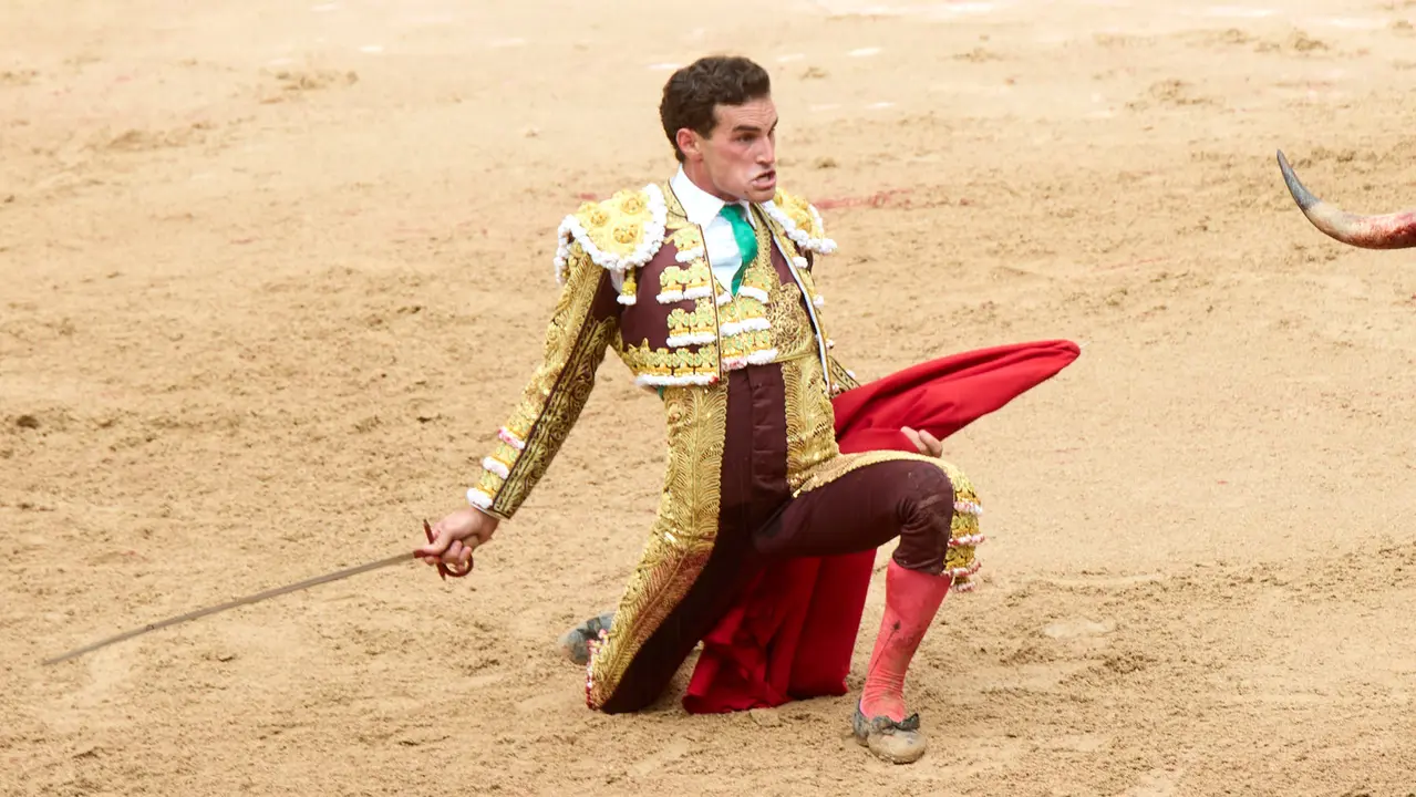 Séptima corrida de la Feria del Toro de San Fermín 2025 con toros de La Palmosilla para Jiménez Fortes, Fernando Adrián y Ginés Marín. IÑIGO ALZUGARAY