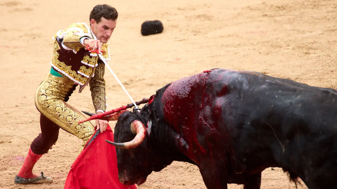 Séptima corrida de la Feria del Toro de San Fermín 2025 con toros de La Palmosilla para Jiménez Fortes, Fernando Adrián y Ginés Marín. IÑIGO ALZUGARAY