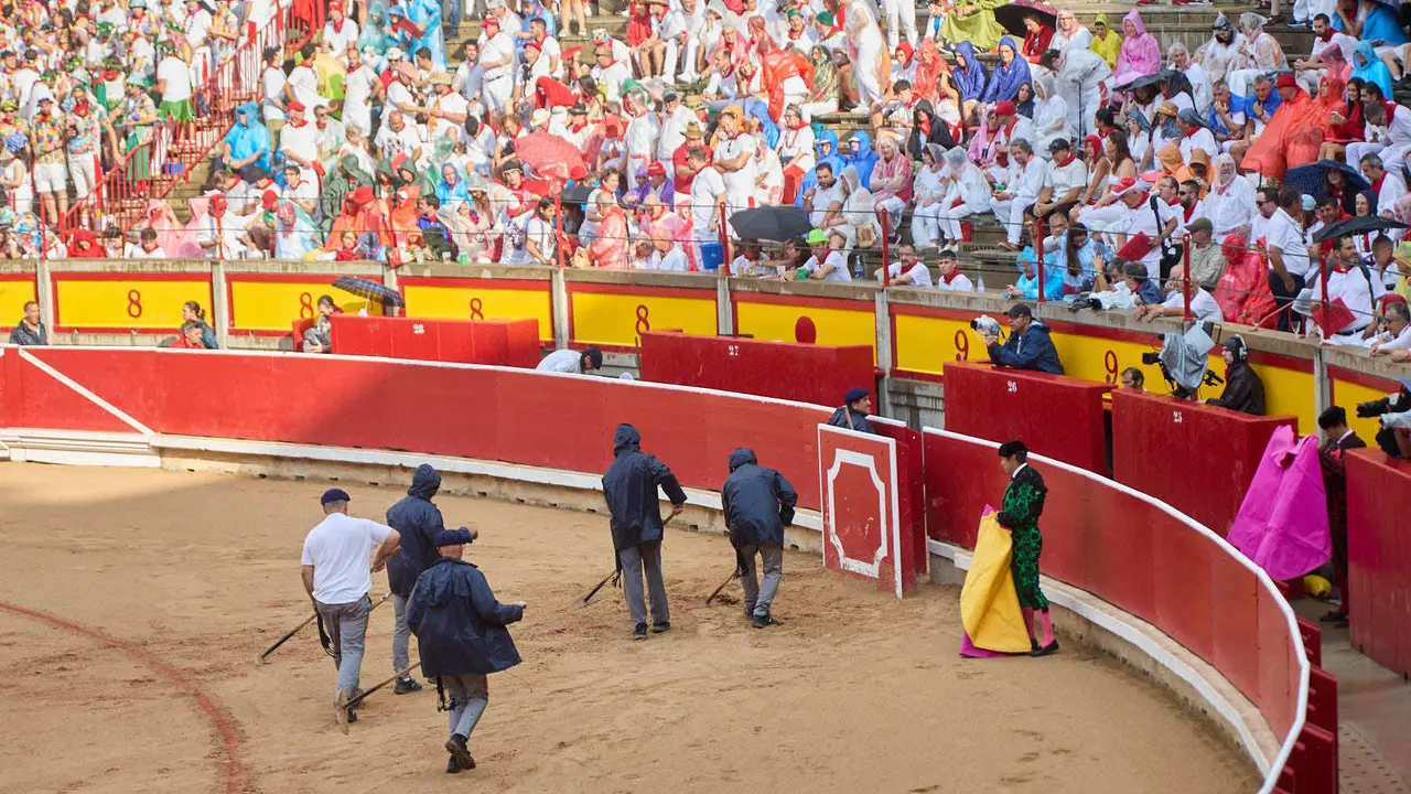 Séptima corrida de la Feria del Toro de San Fermín 2025 con toros de La Palmosilla para Jiménez Fortes, Fernando Adrián y Ginés Marín. IÑIGO ALZUGARAY