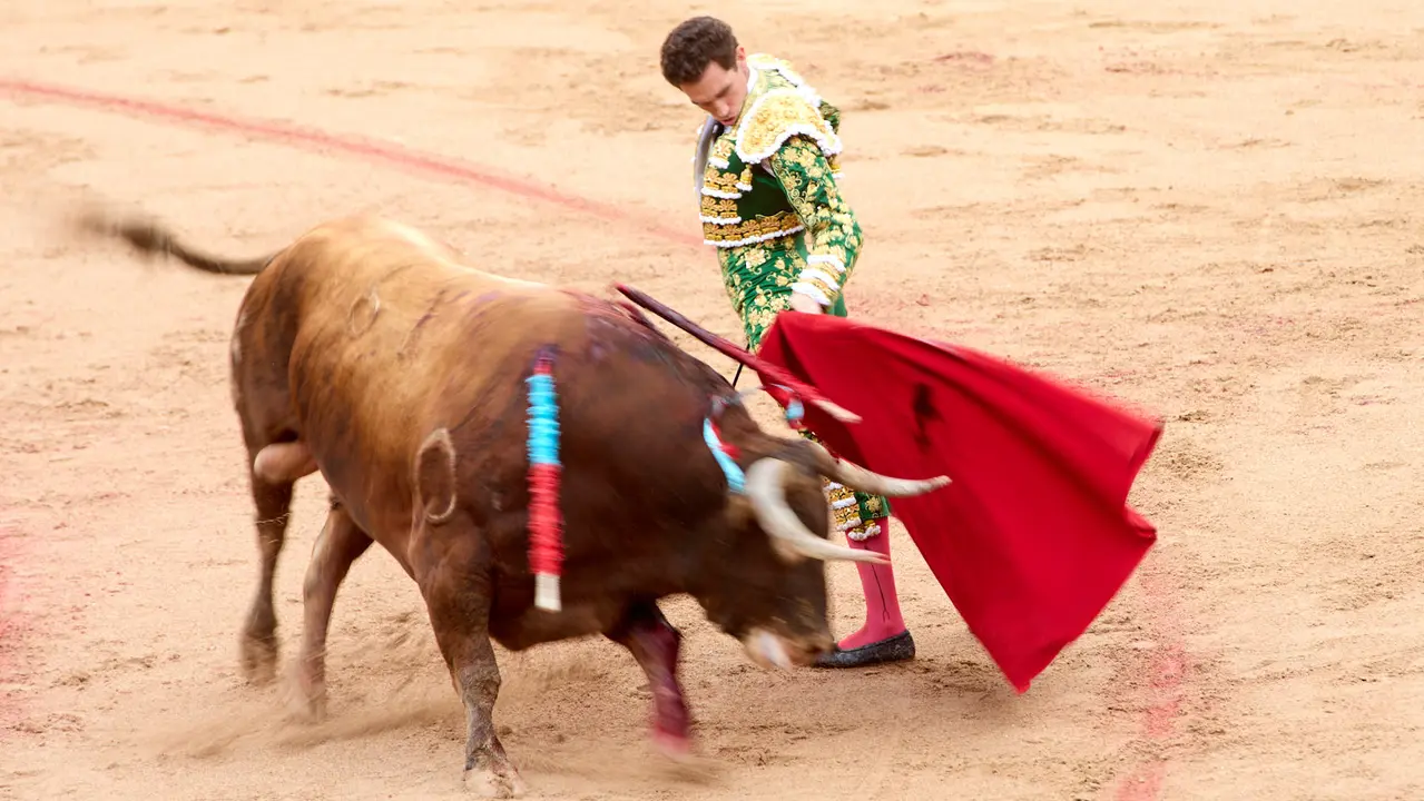 Séptima corrida de la Feria del Toro de San Fermín 2025 con toros de La Palmosilla para Jiménez Fortes, Fernando Adrián y Ginés Marín. IÑIGO ALZUGARAY